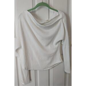 We The Free White Slouchy Neck Dolman Long Sleeve Medium Shirt Top Thumbholes